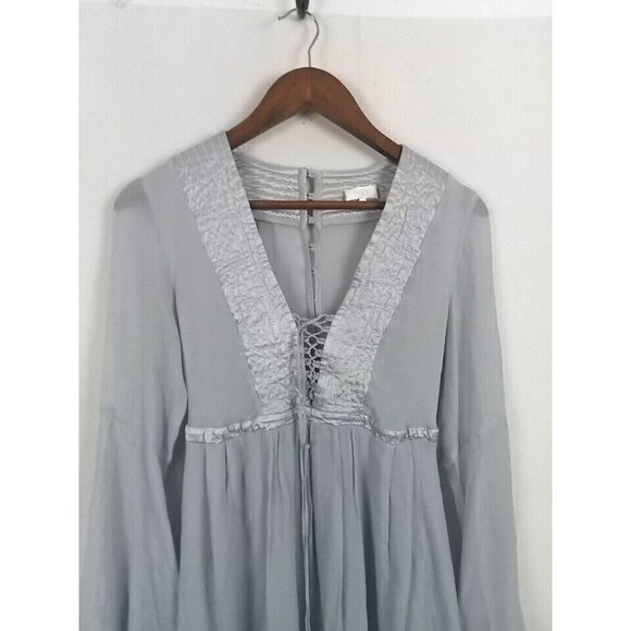 Ghost London Dress Women's Size XS Blue Gray Boho Peasant Bell Sleeves FLAW - Picture 4 of 16